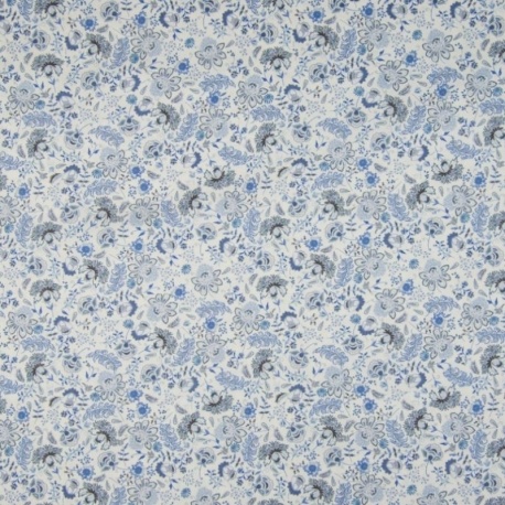 Tissu Popeline Imprimé Sarah Shelby Bleu