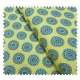 Tissu Coton Imprimé Soleil Turquoise Fond Jaune