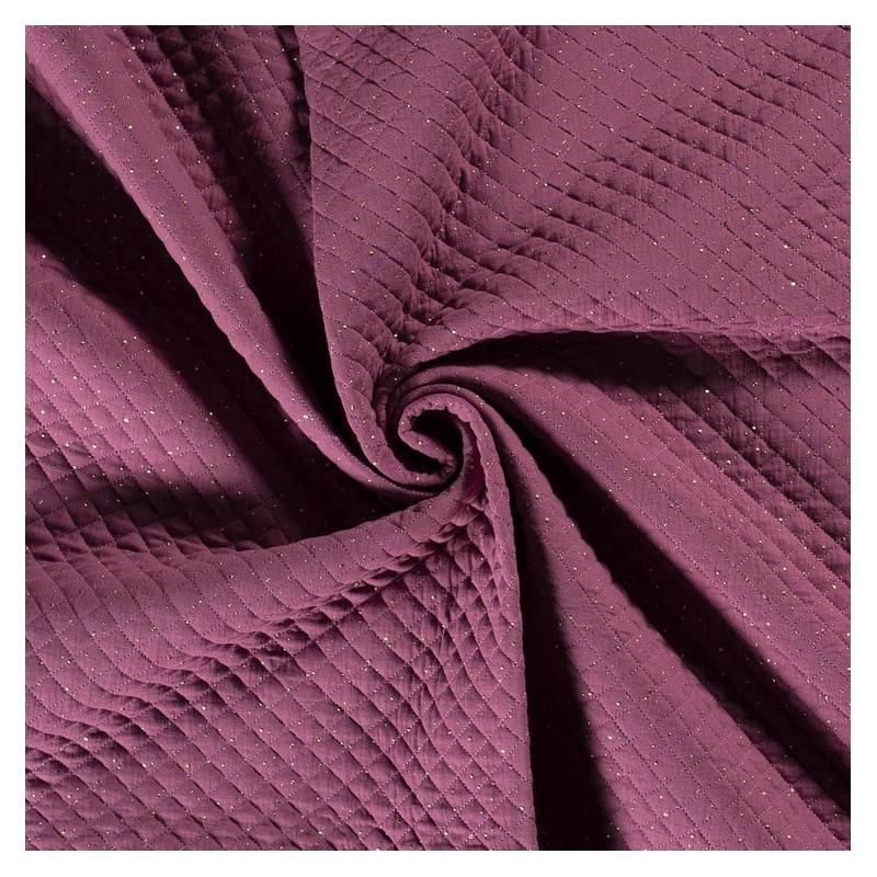 Tissu Double Gaze Matelassé Studs Violet