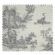 Tissu Bachette Imprimé Toile de Jouy Pastorale Noir