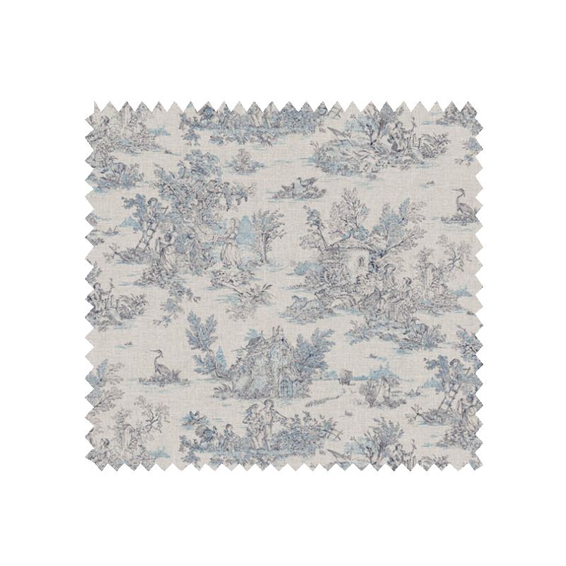 Tissu Cretonne Toile de Jouy Mini Pastorale Bleu