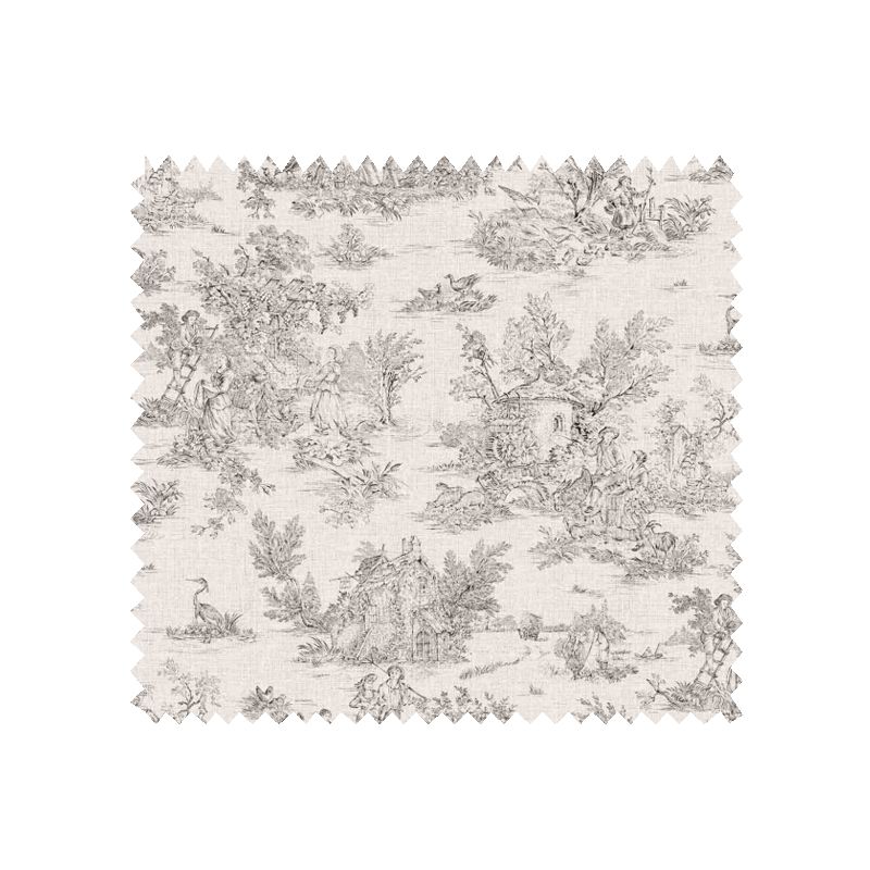 Tissu Cretonne Toile de Jouy Mini Pastorale Noir