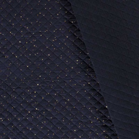 Tissu Double Gaze Matelassé Studs Marine