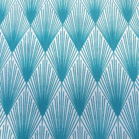 Tissu Imprimé Plumette Turquoise