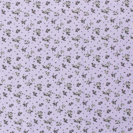 Tissu Popeline Imprimé Fleurettes Lilas 