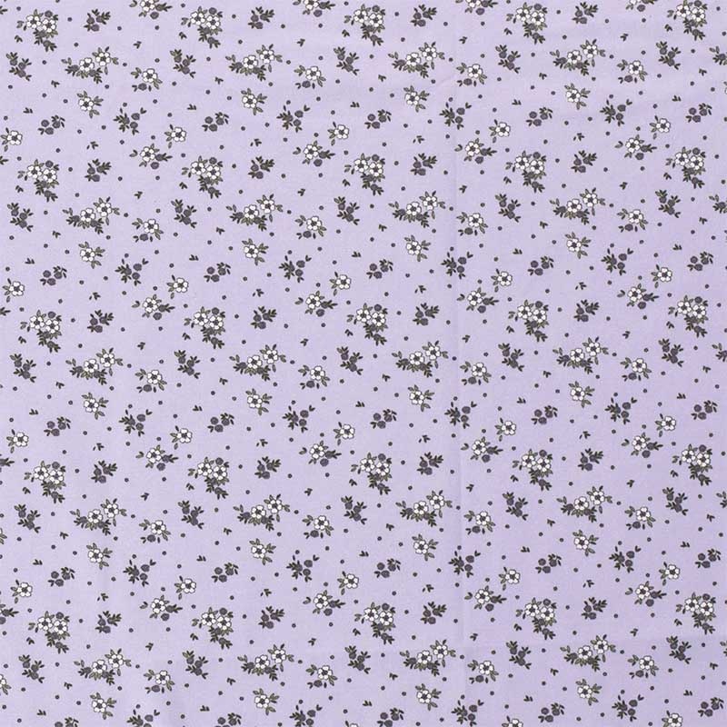 Tissu Popeline Imprimé Fleurettes Lilas 