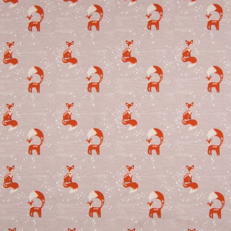 Tissu Jersey Coton Imprimé Fox Baby Rose