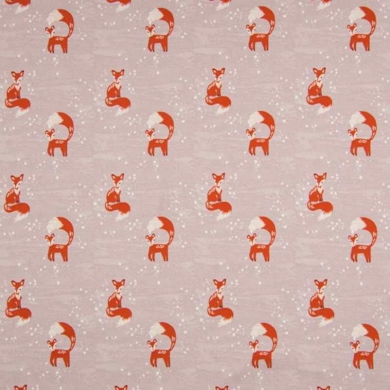 Tissu Jersey Coton Imprimé Fox Baby Rose