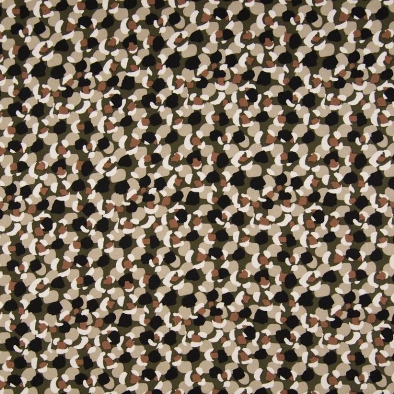Tissu Viscose Twill Imprimé Point Mix Kaki 