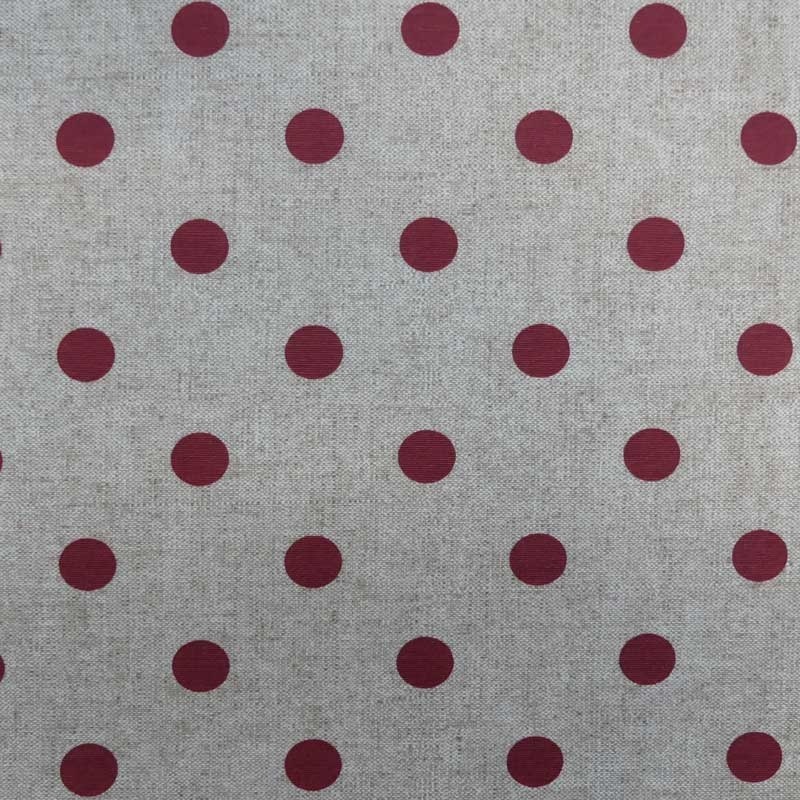 Tissu Max Enduit Pois Rouge Fond Coloris Lin 