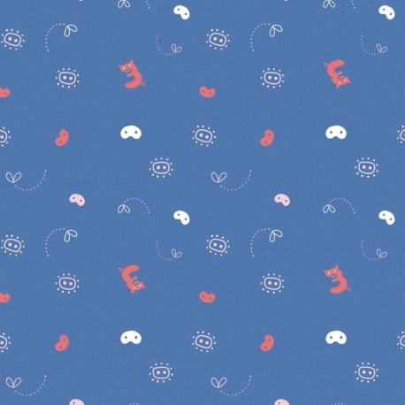 Tissu Jersey Coton Imprimé Pigs Bleu