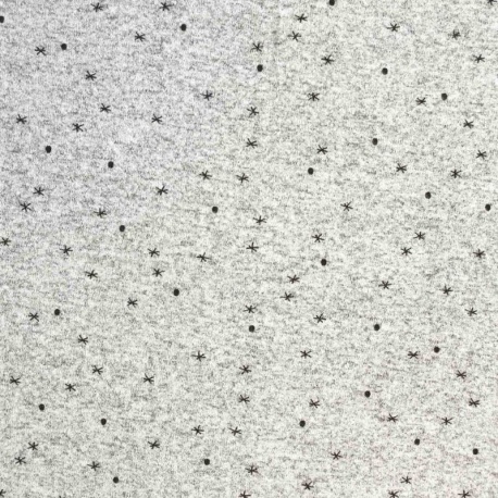 Tissu Sweat French Terry Stars Fond Gris 