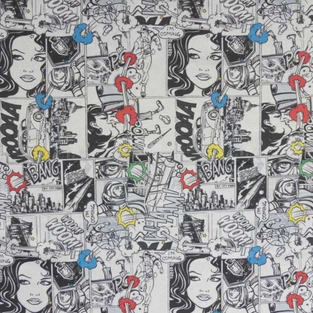 Tissu Toile Imprimée Im Coming Blanc