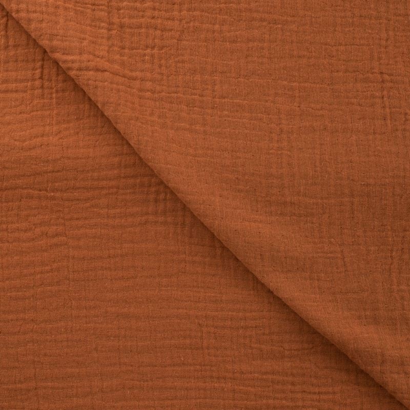 Tissu Double Gaze Uni Marron 