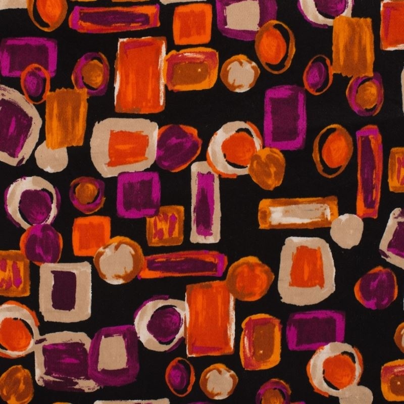 Tissu Coton Support Satin Imprimé Noir fuchsia 