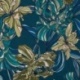 Tissu Viscose Support Jersey Imprimé Fleurs Pétrole 