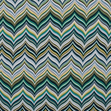 Tissu Viscose Support Jersey Imprimé Zigzag Vert 