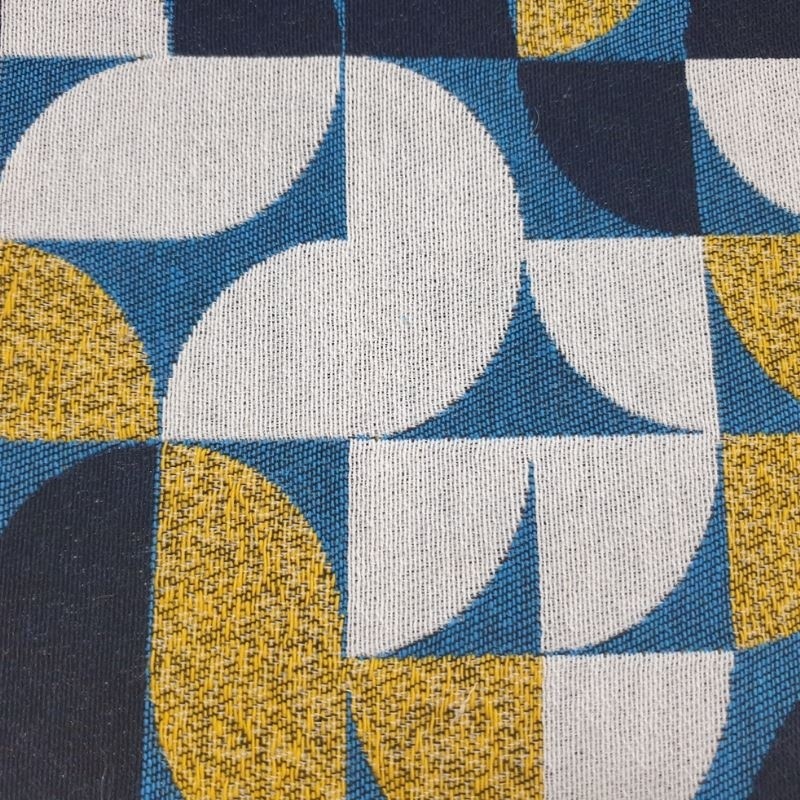 Tissu Jacquard Géometrique Bleu jaune 