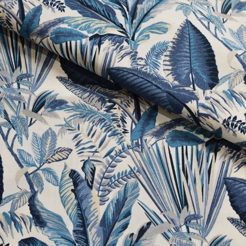 Tissu Toile Imprimée Reva Bleu