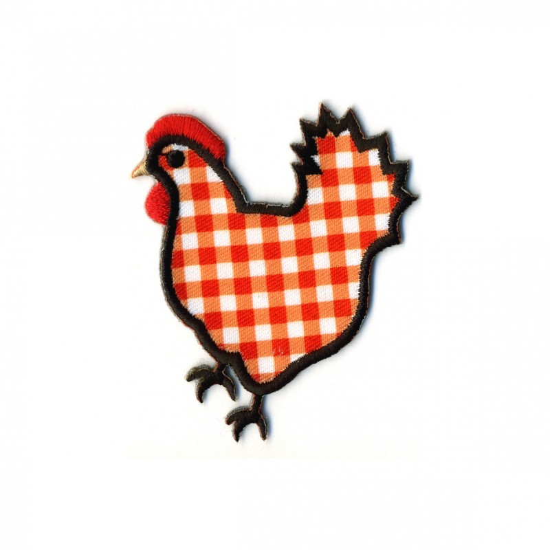 Poule motif rouge - Poule orange