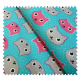 Tissu Chat Multi Turquoise