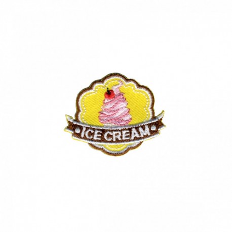 Badge ice cream - Fond rose