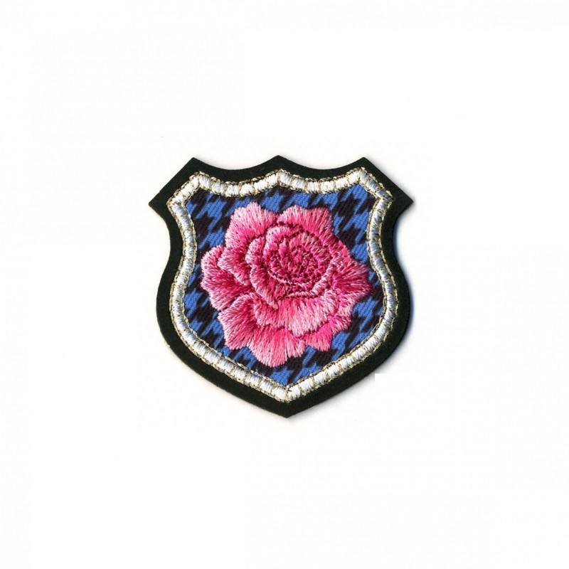 Blason edelweiss - Bleu/rose