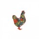 Poules fleuries 3x3,5cm - Fond rouge