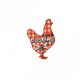 Poule love cooking5,5x3 - Fond rouge