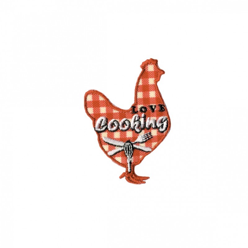 Poule love cooking5,5x3 - Fond rouge