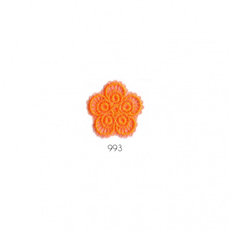 Fleur broderie 2,5x2,5 - Orange fluo