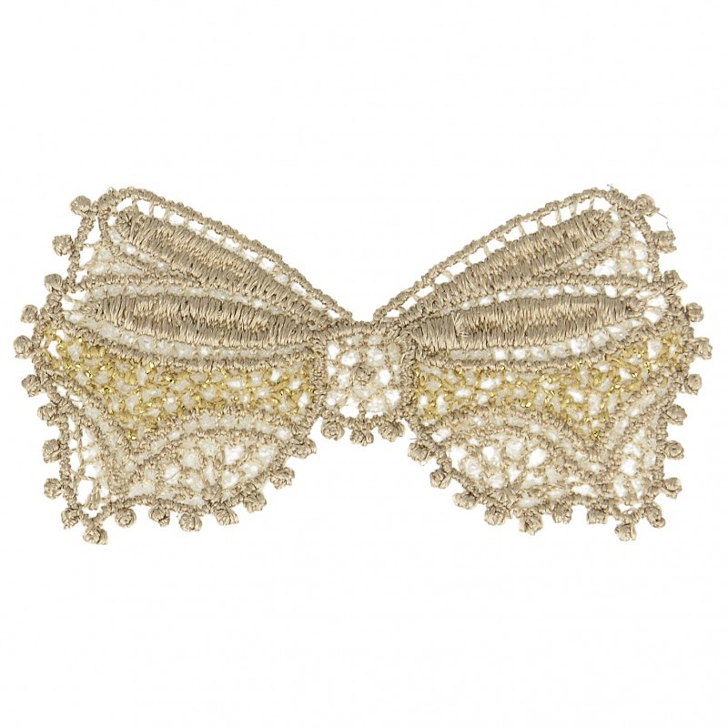 Ecussons noeud dentelle - Beige