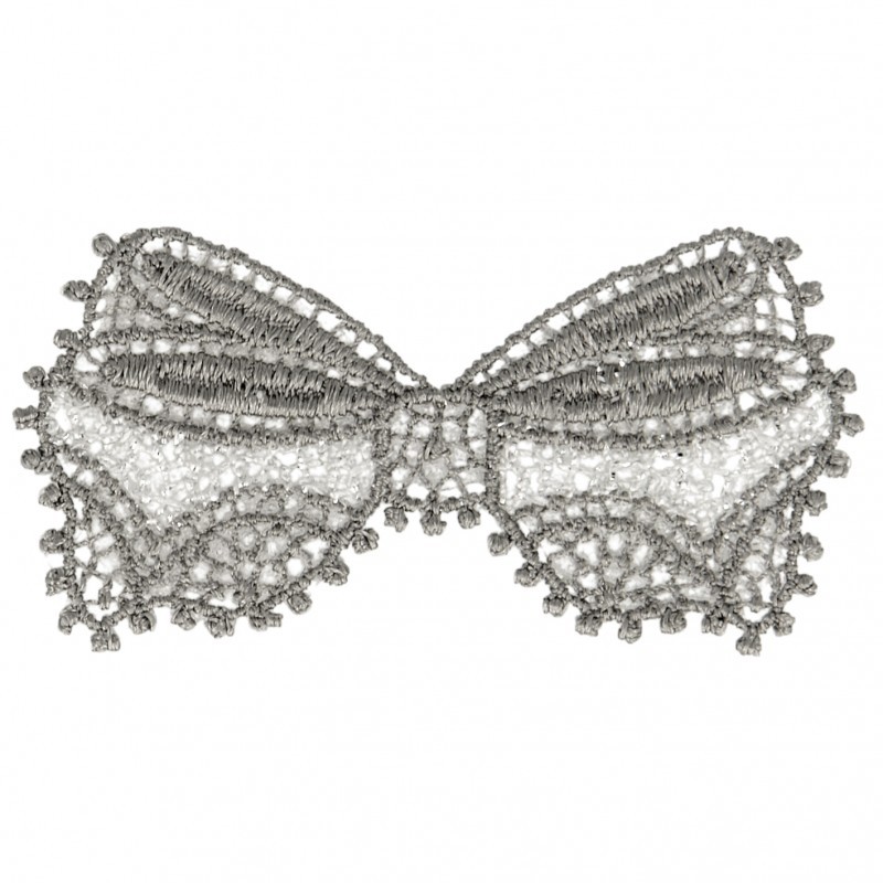 Ecussons noeud dentelle - Gris