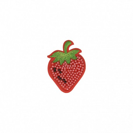 Ecusson fraise perles - Fraise