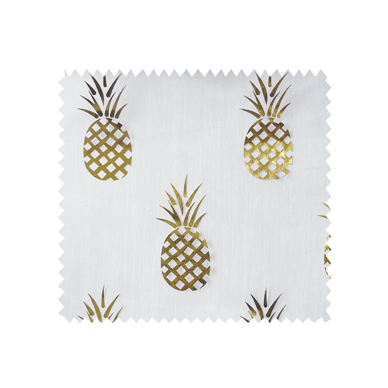 Tissu Organza Ananas Or Fond Blanc