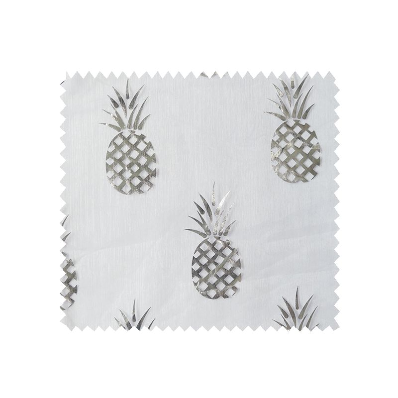 Tissu Organza Ananas Argent Fond Blanc