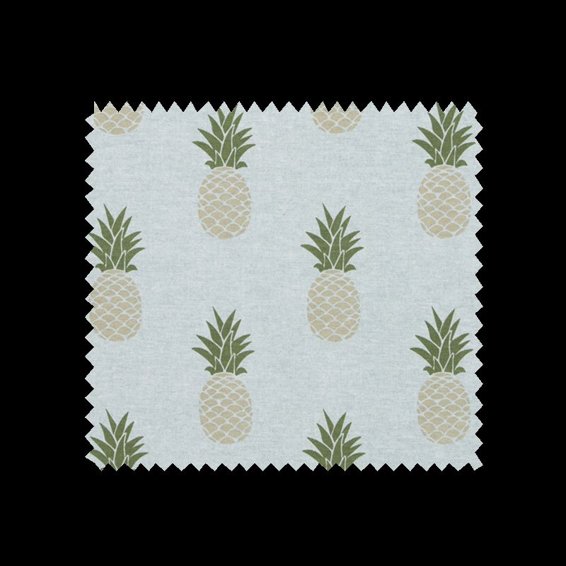 Tissu Imprimé Ananas Fond Uni Vert