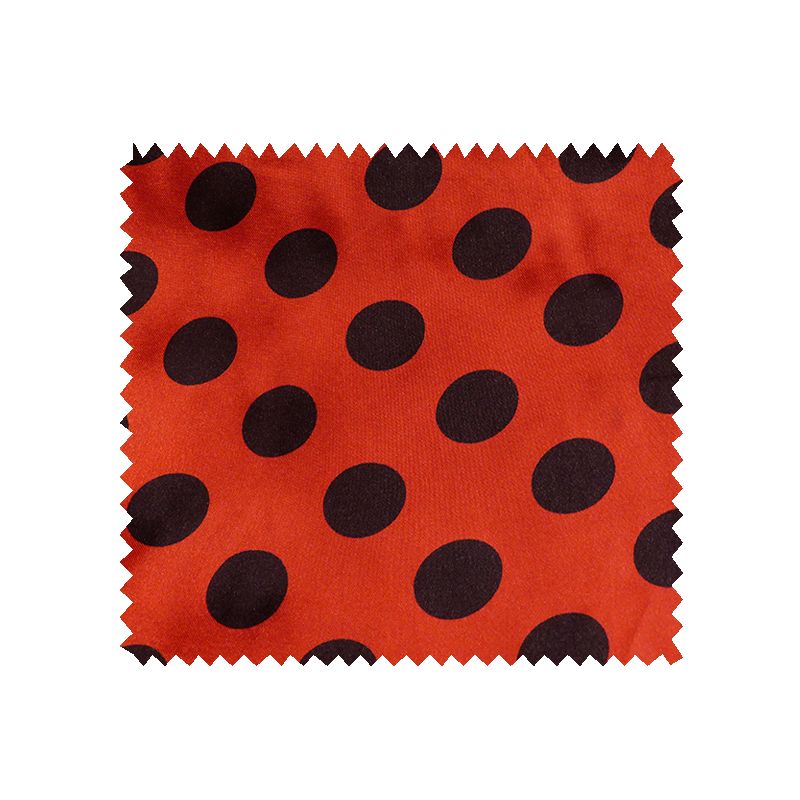 Tissu Satin Carnaval Pois Noir Fond Rouge