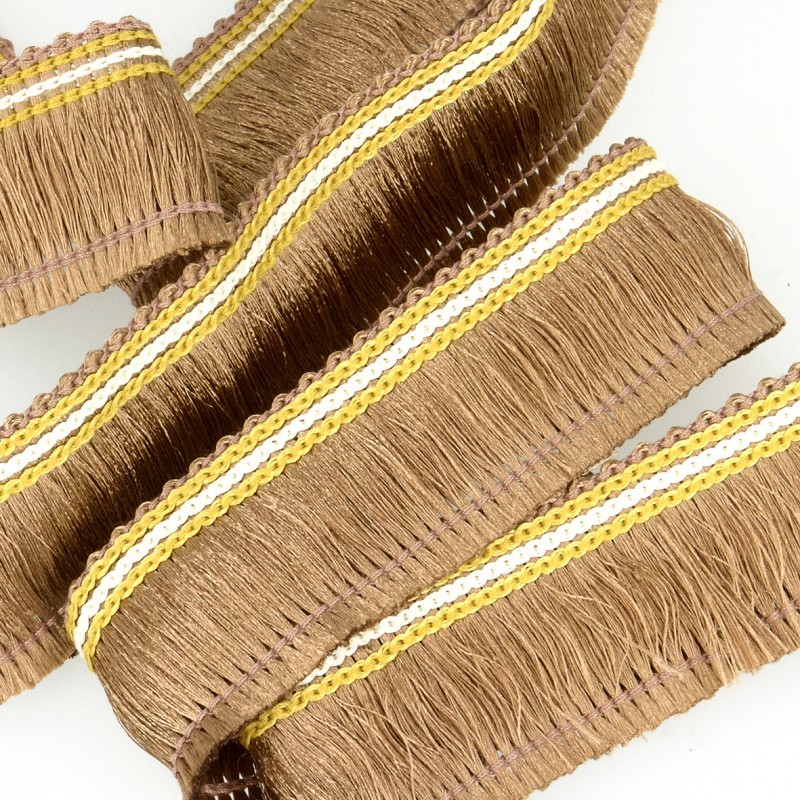 Galon à Franges Tressé Beige | 11,5 Cm De Large X 4 Mètres | Pour Rideaux, Coussins, Vêtements | Décoration Couture DIY