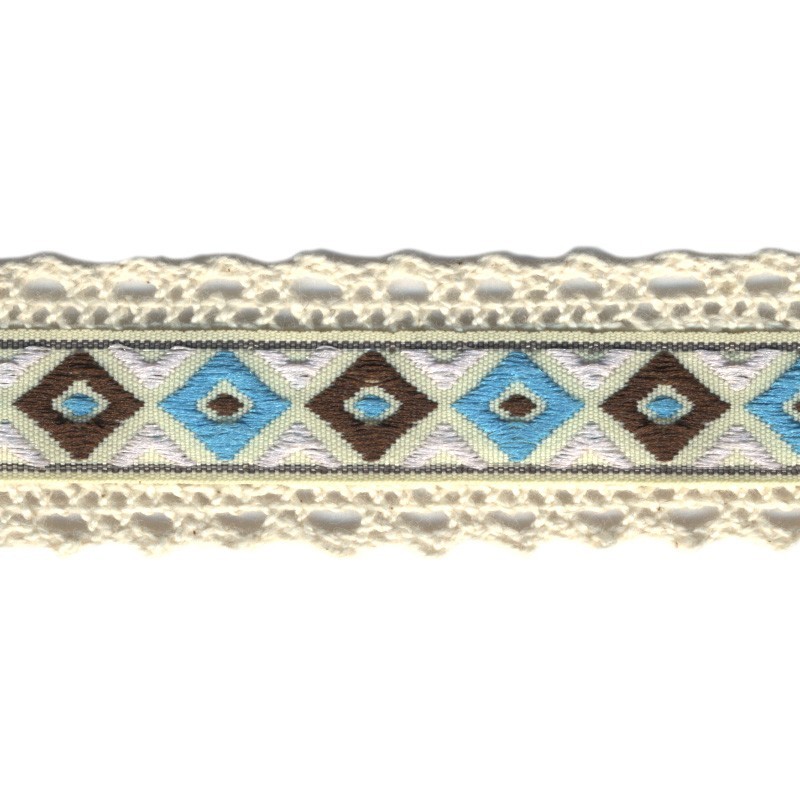 Jacquard/dentelle 30 mm  Turquoise - 