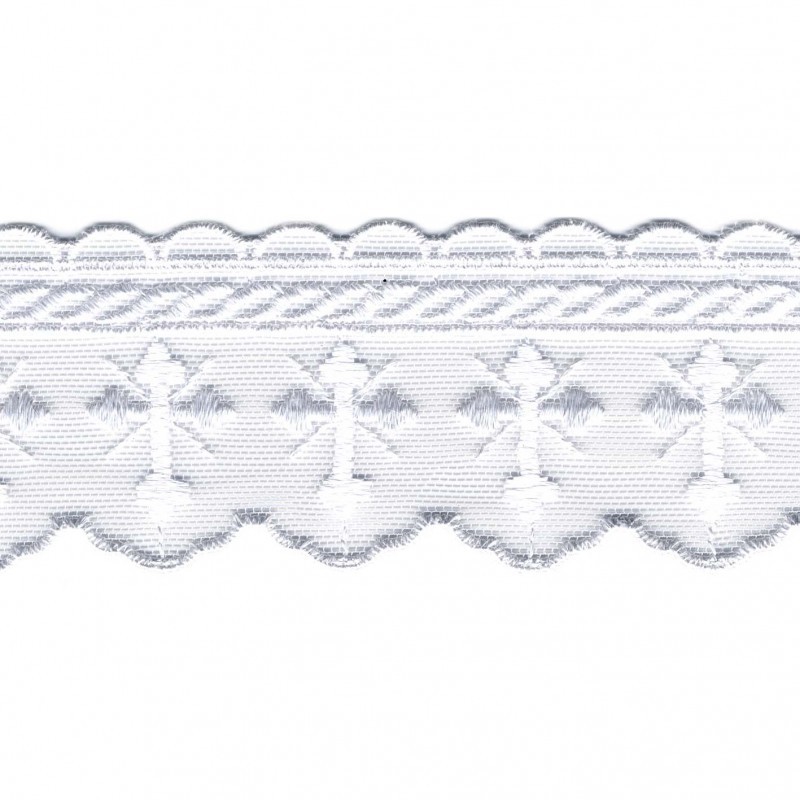 Broderie s/tulle 55mm  Blanc - 