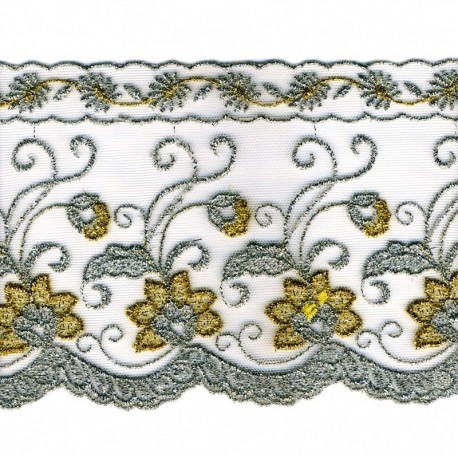Broderie s/tulle 135mm  Or - 