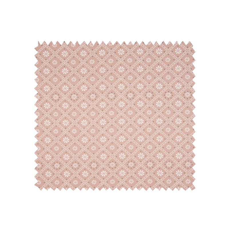 Tissu Coton Popeline Damier Fleur Saumon
