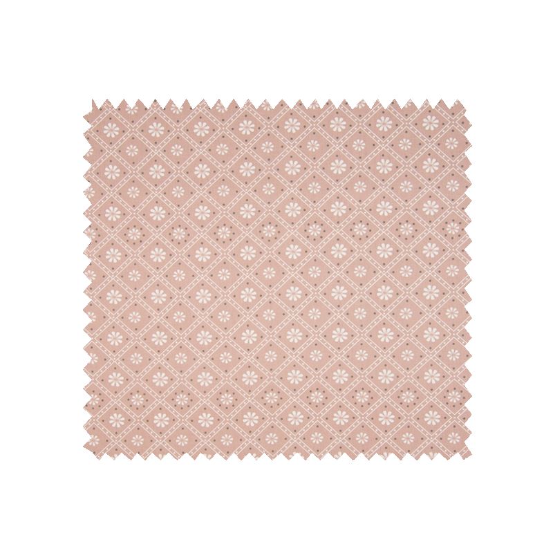 Tissu Coton Popeline Damier Fleur Saumon