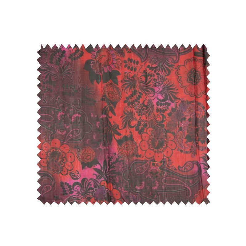 Tissu Fleurs Froissé Rouge