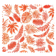 Tissu Cretonne Mini Feuilles Orange