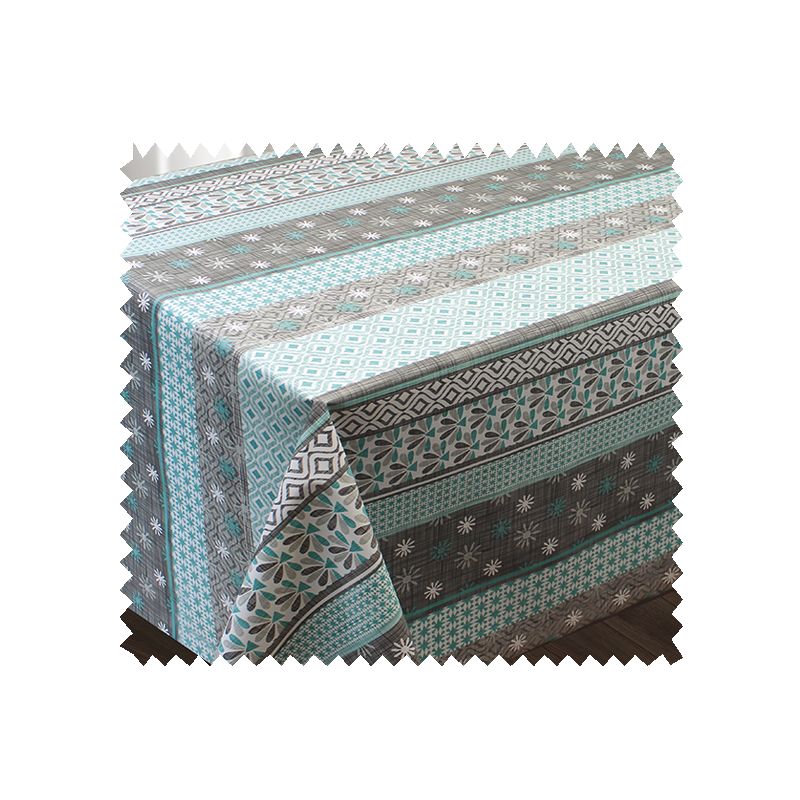 Tissu Toile Cirée Textile Chemin Imprimé Turquoise