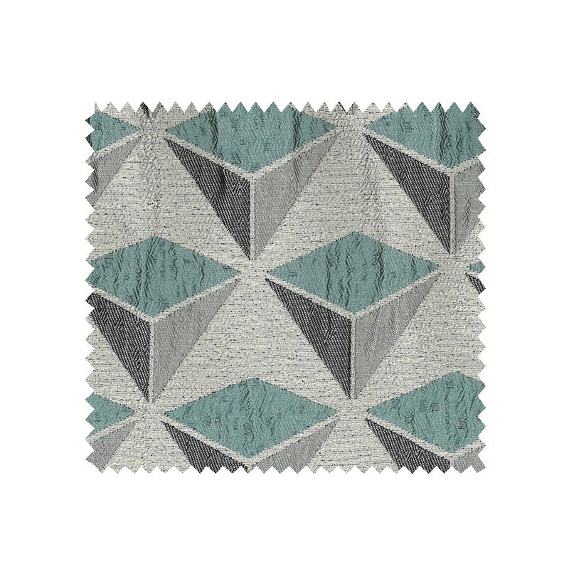 Tissu Jacquard Carat Géométrie Triangle Bleu Clair Gris