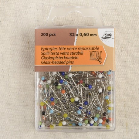 Epingle tête de verre boite de 200 pièces
