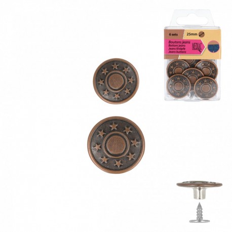 Boutons jeans 25mm*6 sets